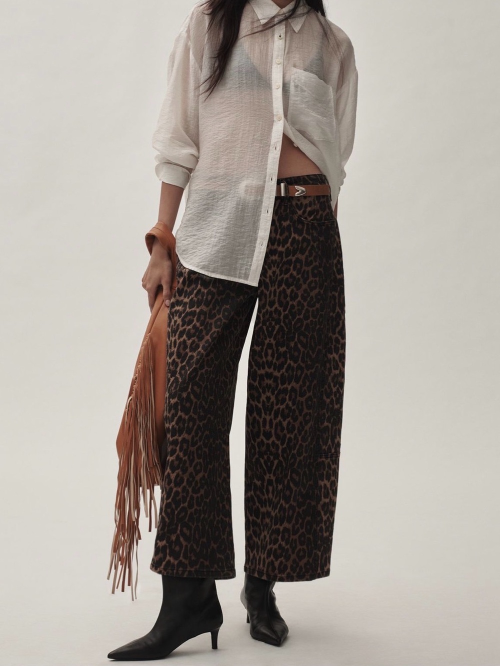Pilcro The Kenna Mid Rise Leopard Barrel Jeans